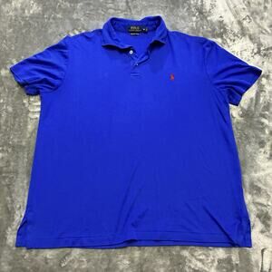 Polo Ralph Lauren‎ Polo Shirt Mens XL Blue Collared Embroidered Logo Red Golf